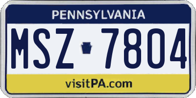 PA license plate MSZ7804
