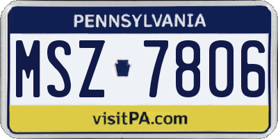 PA license plate MSZ7806
