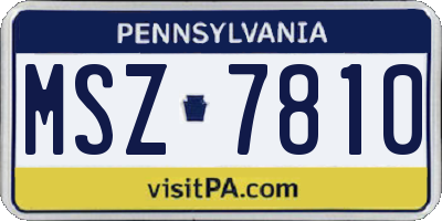 PA license plate MSZ7810