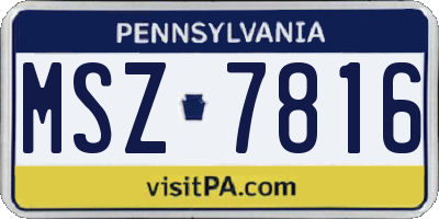 PA license plate MSZ7816