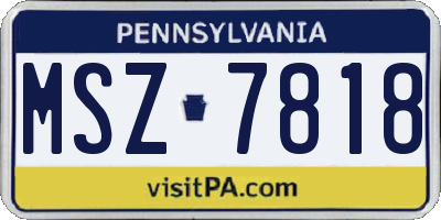 PA license plate MSZ7818
