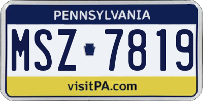 PA license plate MSZ7819