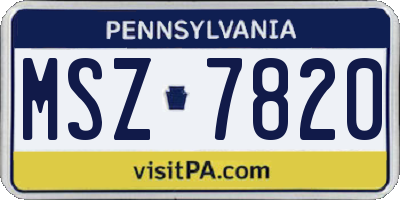 PA license plate MSZ7820