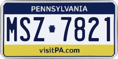 PA license plate MSZ7821