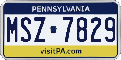 PA license plate MSZ7829