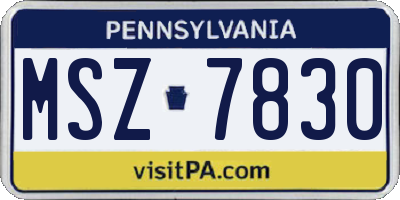 PA license plate MSZ7830