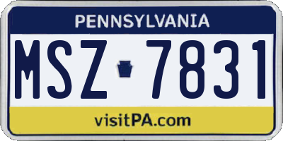 PA license plate MSZ7831