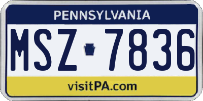 PA license plate MSZ7836