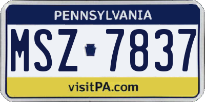 PA license plate MSZ7837