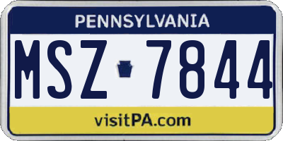 PA license plate MSZ7844