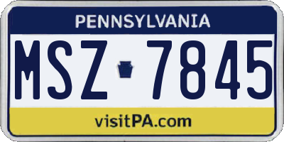PA license plate MSZ7845