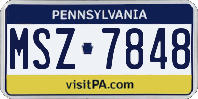 PA license plate MSZ7848