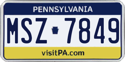 PA license plate MSZ7849