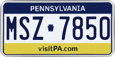 PA license plate MSZ7850