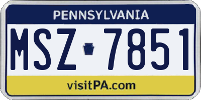 PA license plate MSZ7851