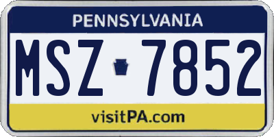 PA license plate MSZ7852