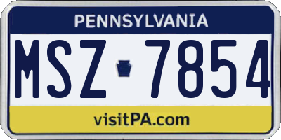 PA license plate MSZ7854