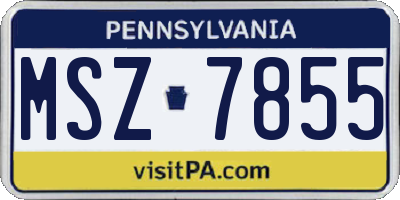 PA license plate MSZ7855