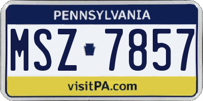 PA license plate MSZ7857
