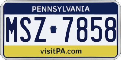 PA license plate MSZ7858