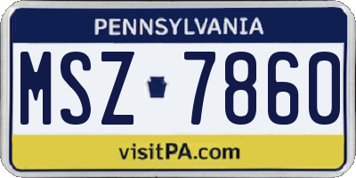 PA license plate MSZ7860