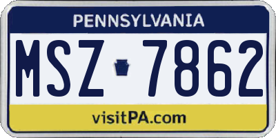 PA license plate MSZ7862