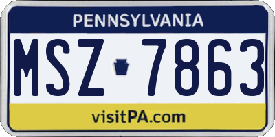 PA license plate MSZ7863