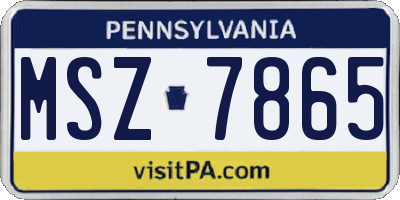 PA license plate MSZ7865