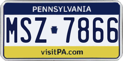 PA license plate MSZ7866
