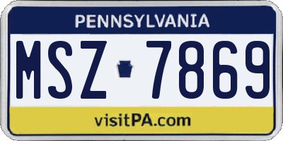 PA license plate MSZ7869
