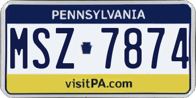 PA license plate MSZ7874