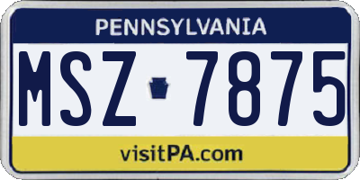 PA license plate MSZ7875