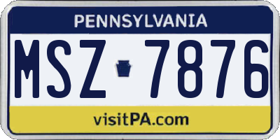 PA license plate MSZ7876