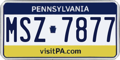 PA license plate MSZ7877