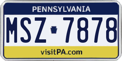PA license plate MSZ7878