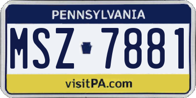 PA license plate MSZ7881