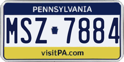 PA license plate MSZ7884