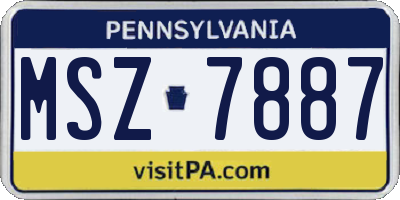 PA license plate MSZ7887