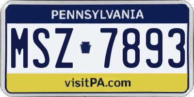 PA license plate MSZ7893