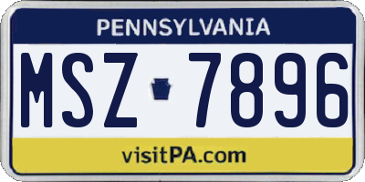PA license plate MSZ7896