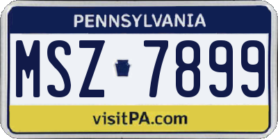 PA license plate MSZ7899