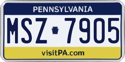 PA license plate MSZ7905