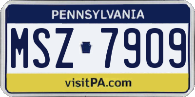 PA license plate MSZ7909