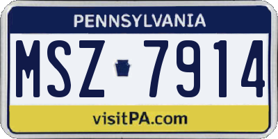 PA license plate MSZ7914