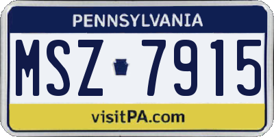 PA license plate MSZ7915