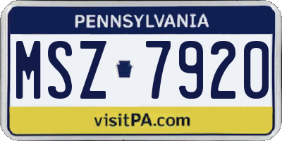 PA license plate MSZ7920