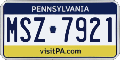 PA license plate MSZ7921