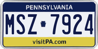 PA license plate MSZ7924