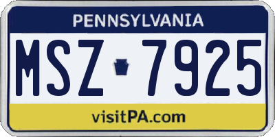 PA license plate MSZ7925