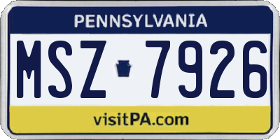 PA license plate MSZ7926